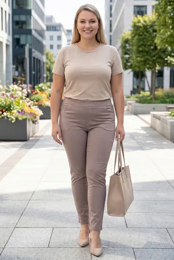 pantaloni aderenti color beige scuro