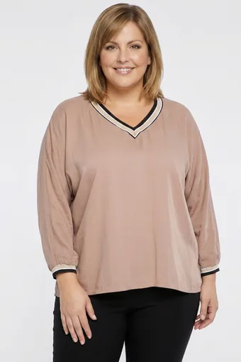 blusa tinta unita con bottoni