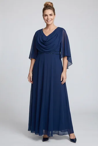 copia di copia di copia di Abito blu navy con pois bianchi e decorazioni