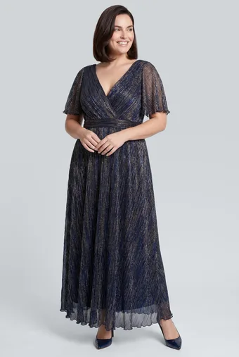 copia di copia di copia di copia di copia di Abito blu navy con pois bianchi e decorazioni