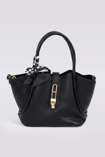 borsa trapezoidale bordeaux con foulard