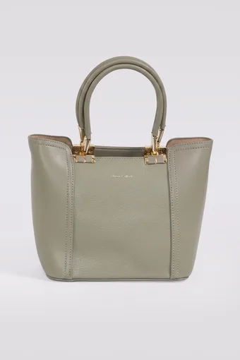 borsa beige con dettagli dorati