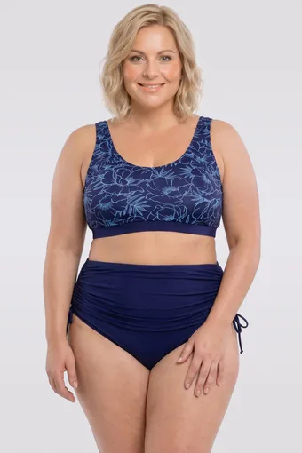costume da bagno blu navy con motivi bianchi