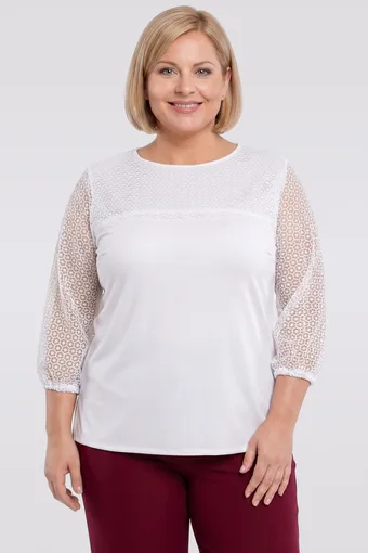 Camicetta bianca a pois blu navy e laccetti