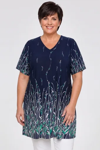 copia di Tunica bianca con fantasia blu navy e rosa