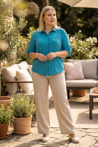 camicia sottile turchese