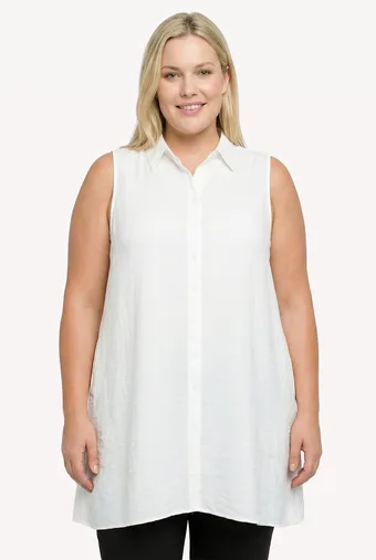 camicia bianca senza maniche