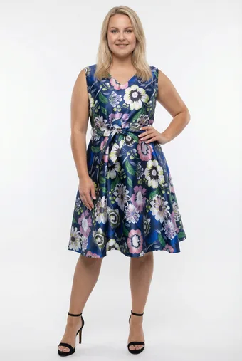 Abito blu navy con motivo floreale