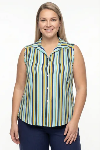Camicia senza maniche a cinture verdi e gialle