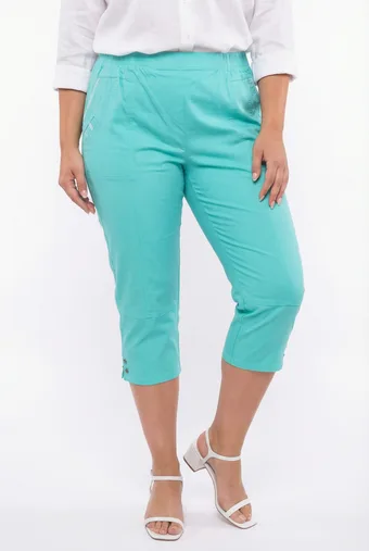 Pantaloni in viscosa color turchese chiaro