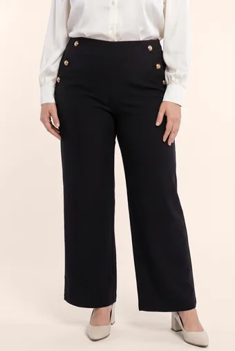 Pantaloni neri con bottoni dorati