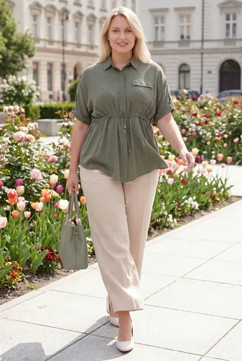 camicia con cravatta color kaki