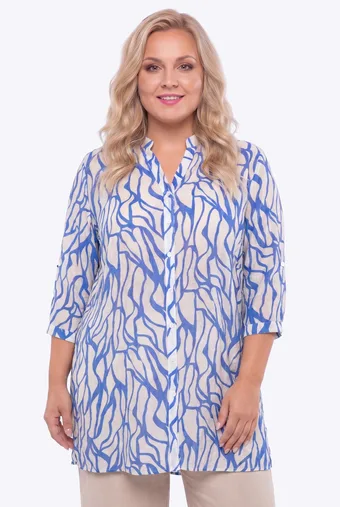 camicia beige con motivi blu